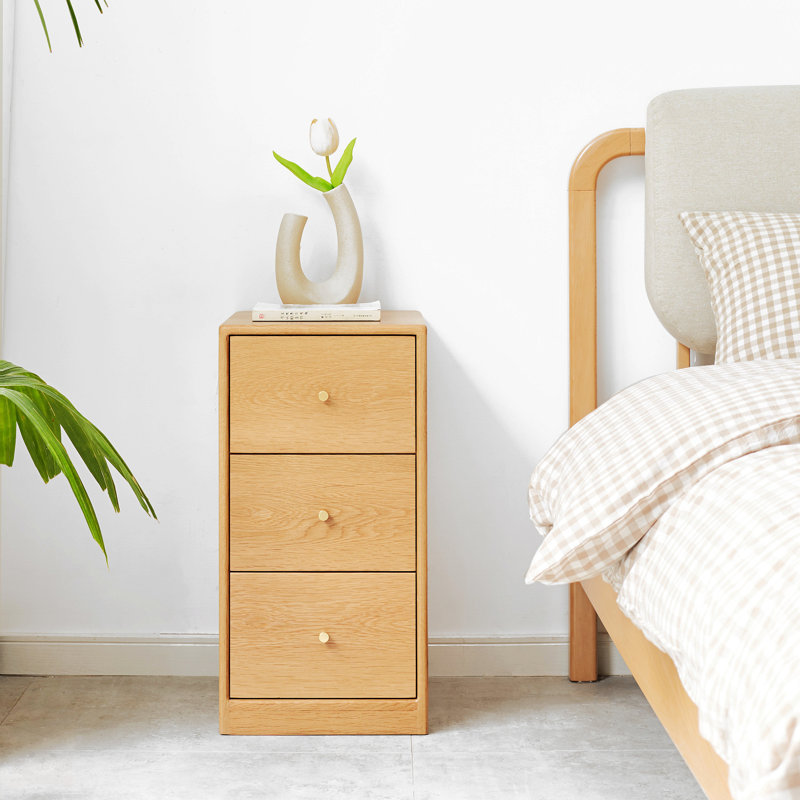 Solid Oak Bedside Table Storage Cabinet for Living Room - Free-Standing Corner Cabinets Storage Table main image 0